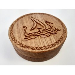 Boîte ronde, motif bateau viking